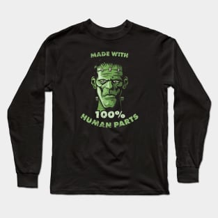 Made with 100% Human Parts Frankenstein Halloween Long Sleeve T-Shirt